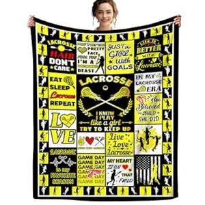 New! Lacrosse Themed Blanket with Yellow and Black Design